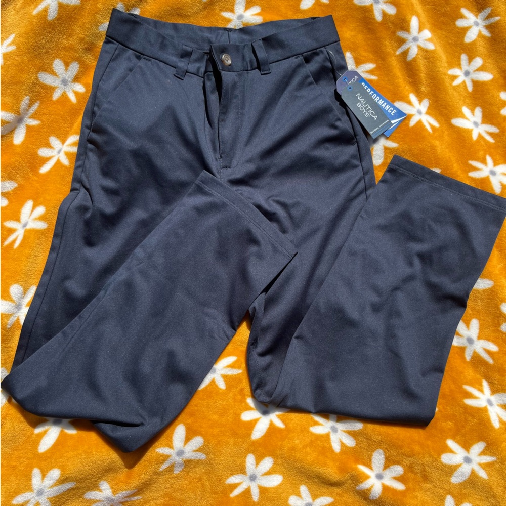 NWT $48 Nautica Boys Navy Blue Dress Pants School Uniform Pants Size 12 Regular